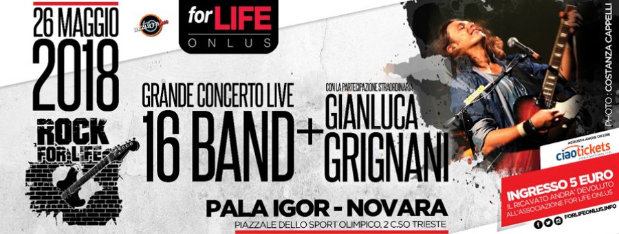 Torna “Rock for life” al Pala Igor di Novara