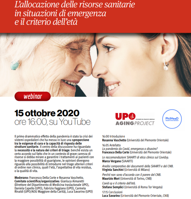 Un webinar sulla bioetica e Covid. La triage ai tempi della pandemia.
