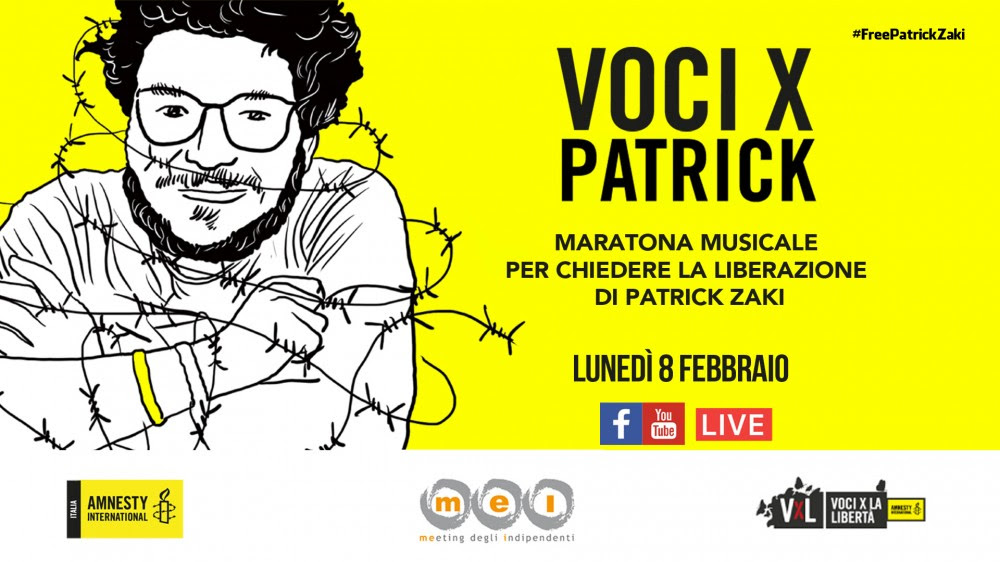 VOCI X PATRICK ZAKI, la maratona musicale per lo studente di Bologna